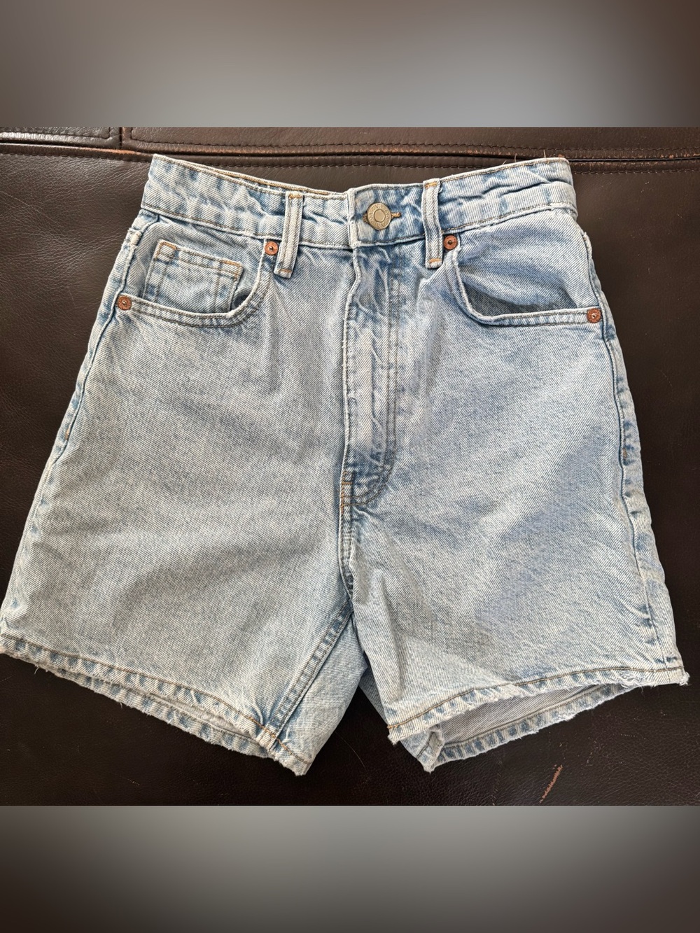 Zara Light Blue High-Waist Denim Jean Shorts